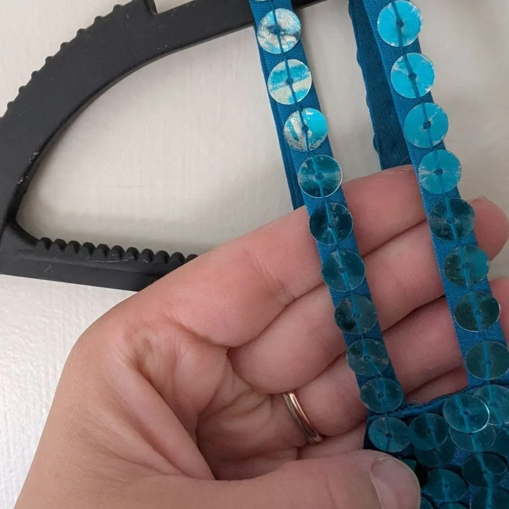 Vintage‎ Adrianna Papell Column Formal Sequin Blue Maxi Dress Gown Size 10 - Picture 3 of 10